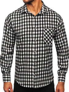 Uomo Camicia in flanella a maniche lunghe a quadri Bianco-Nero Bolf 2025-2