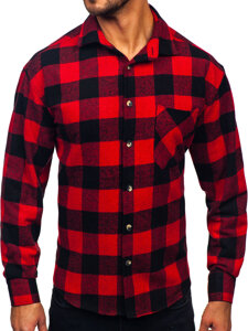 Uomo Camicia in flanella a maniche lunghe a quadri Rosso Bolf 2025-1