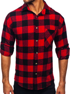 Uomo Camicia in flanella a maniche lunghe a quadri Rosso Bolf 2025-1