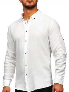 Uomo Camicia in mussola a maniche lunghe Bianco Bolf 22746