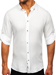 Uomo Camicia in mussola a maniche lunghe Bianco Bolf 22746