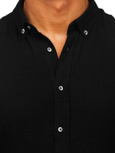 Uomo Camicia in mussola a maniche lunghe Nero Bolf 22746