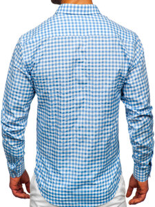 Uomo Camicia vichy a quadri con maniche lunghe Blu Bolf 22747