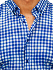 Uomo Camicia vichy a quadri con maniche lunghe Blu scuro Bolf 22747