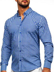 Uomo Camicia vichy a quadri con maniche lunghe Blu scuro Bolf 22747