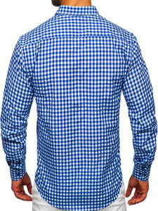 Uomo Camicia vichy a quadri con maniche lunghe Blu scuro Bolf 22747