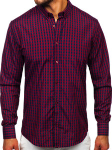 Uomo Camicia vichy a quadri con maniche lunghe Bordo Bolf 22747