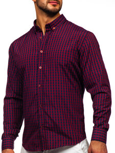 Uomo Camicia vichy a quadri con maniche lunghe Bordo Bolf 22747