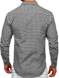 Uomo Camicia vichy a quadri con maniche lunghe Nero Bolf 22747