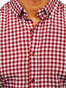 Uomo Camicia vichy a quadri con maniche lunghe Rosso Bolf 22747