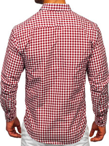 Uomo Camicia vichy a quadri con maniche lunghe Rosso Bolf 22747