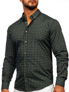 Uomo Camicia vichy a quadri con maniche lunghe Verde Bolf 22747