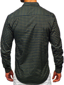 Uomo Camicia vichy a quadri con maniche lunghe Verde Bolf 22747