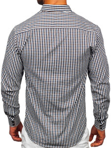 Uomo Camicia vichy con scacchi a manica lunga Marrone Bolf 4712