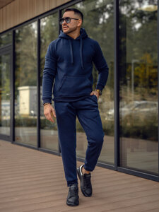 Uomo Completo sportivo con cappuccio Blu scuro Bolf D012