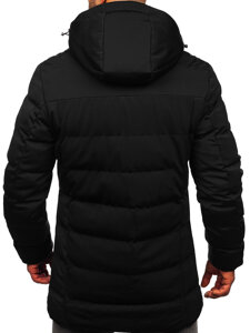 Uomo Giacca invernale lunga con cappuccio Nero Bolf 51M2205