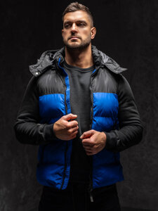 Uomo Gilet trapuntato con cappuccio Blu Bolf 1189A1