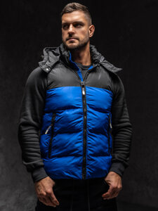 Uomo Gilet trapuntato con cappuccio Blu Bolf 1189A1