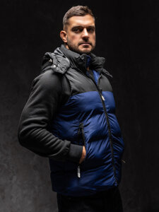 Uomo Gilet trapuntato con cappuccio Blu scuro Bolf 1189A1