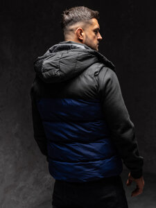 Uomo Gilet trapuntato con cappuccio Blu scuro Bolf 1189A1