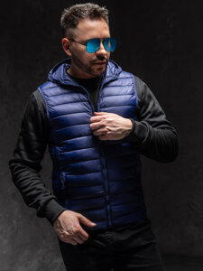 Uomo Gilet trapuntato con cappuccio Blu scuro Bolf LY36A1