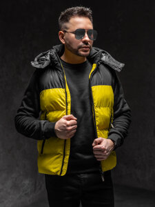 Uomo Gilet trapuntato con cappuccio Giallo Bolf 1189A1