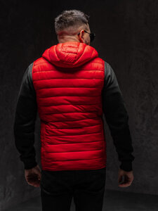 Uomo Gilet trapuntato con cappuccio Rosso Bolf LY36A1