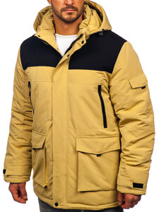 Uomo Giubbotto invernale con cappuccio Beige Bolf 22M322