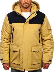 Uomo Giubbotto invernale con cappuccio Beige Bolf 22M322