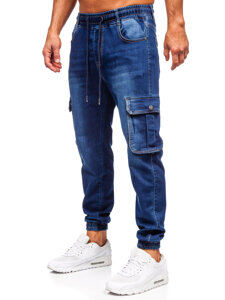 Uomo Joggers cargo in denim Blu scuro Bolf 8166