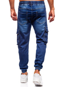 Uomo Joggers cargo in denim Blu scuro Bolf 8166