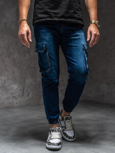 Uomo Joggers cargo in denim Blu scuro Bolf 8166A1