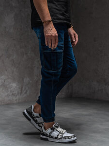 Uomo Joggers cargo in denim Blu scuro Bolf 8166A1