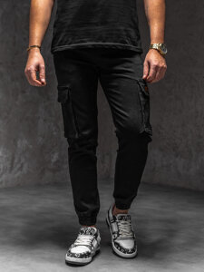 Uomo Joggers cargo in denim Nero Bolf 8165A1