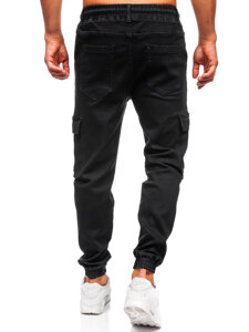 Uomo Joggers cargo in denim Nero Bolf 8170