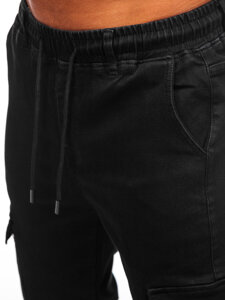 Uomo Joggers cargo in denim Nero Bolf 8170