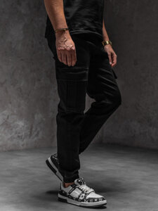 Uomo Joggers cargo in denim Nero Bolf 8170A1