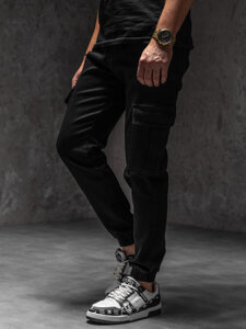 Uomo Joggers cargo in denim Nero Bolf 8170A1