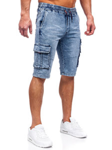 Uomo Pantaloncini cargo in denim Blu Bolf HY816