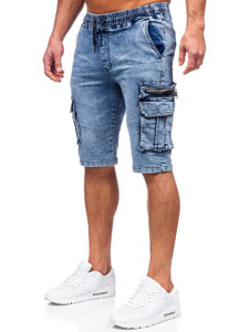 Uomo Pantaloncini cargo in denim Blu Bolf HY816