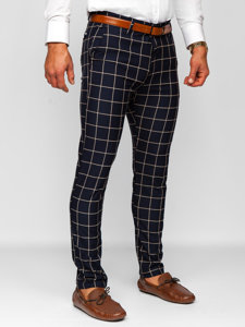 Uomo Pantaloni chino a quadri Blu inchiostro Bolf 0038