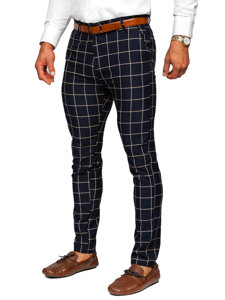 Uomo Pantaloni chino a quadri Blu inchiostro Bolf 0038