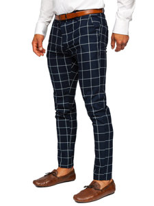 Uomo Pantaloni chino a quadri Blu inchiostro Bolf 0050