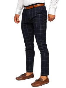 Uomo Pantaloni chino a quadri Blu scuro Bolf 0050