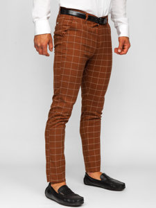 Uomo Pantaloni chino a quadri Marrone Bolf 0047