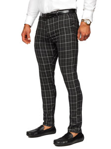 Uomo Pantaloni chino a quadri Nero Bolf 0032