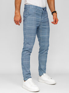 Uomo Pantaloni eleganti a quadri Blu Bolf 184164