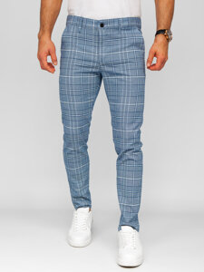 Uomo Pantaloni eleganti a quadri Blu Bolf 184164