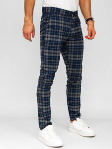 Uomo Pantaloni eleganti a quadri Blu scuro Bolf 184142