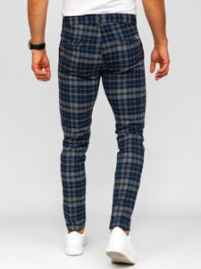 Uomo Pantaloni eleganti a quadri Blu scuro Bolf 184142